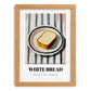 White Bread – on Striped Tablecloth, American Food Print, set in oak frame