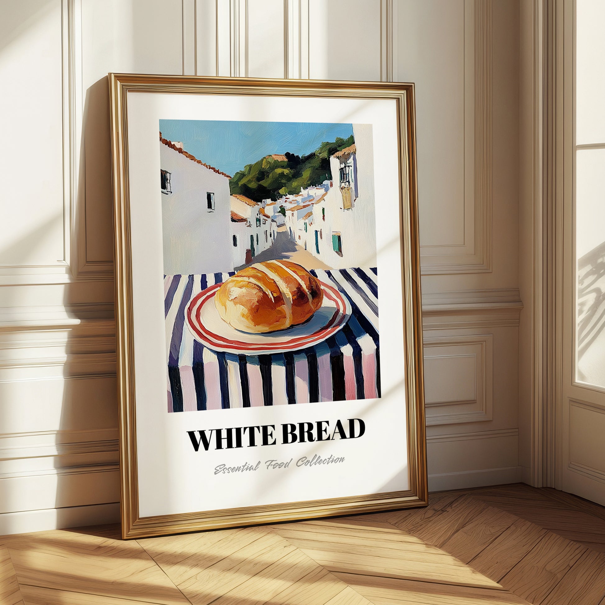 White Bread – White village Street Café Scene, American Food Print
