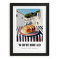 White Bread – White village Street Café Scene, American Food Print, in sleek black frame