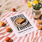 Whole Wheat Bread – on Striped Tablecloth, American Food Wall Art, unframed on coastal sand