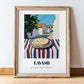 Lavash – Turkish village Urban Café Scene, Armenian Food Wall Art, in wooden frame leaning on the floor