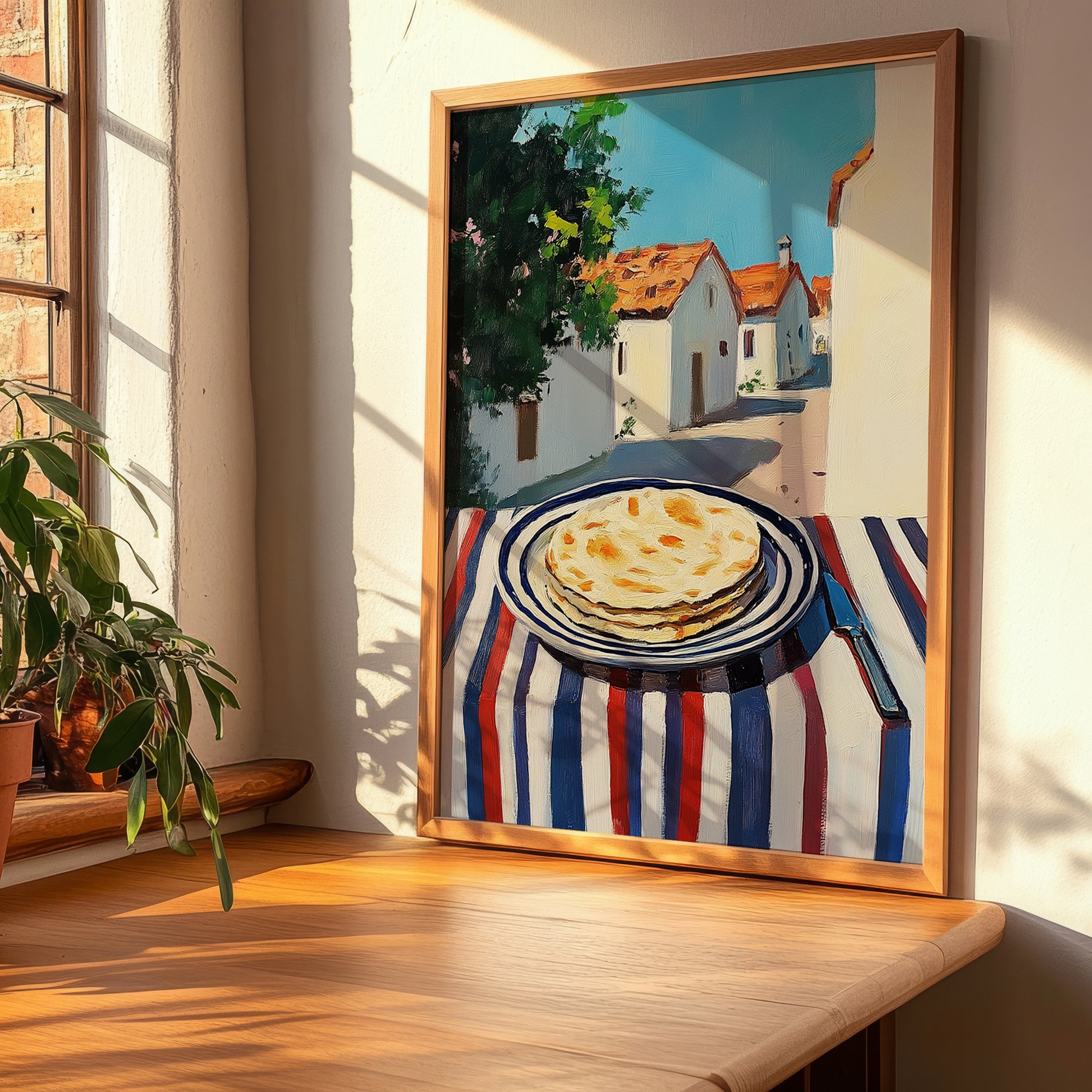 Lavash – Turkish village Urban Café Scene, Armenian Food Wall Art, clean layout with no caption