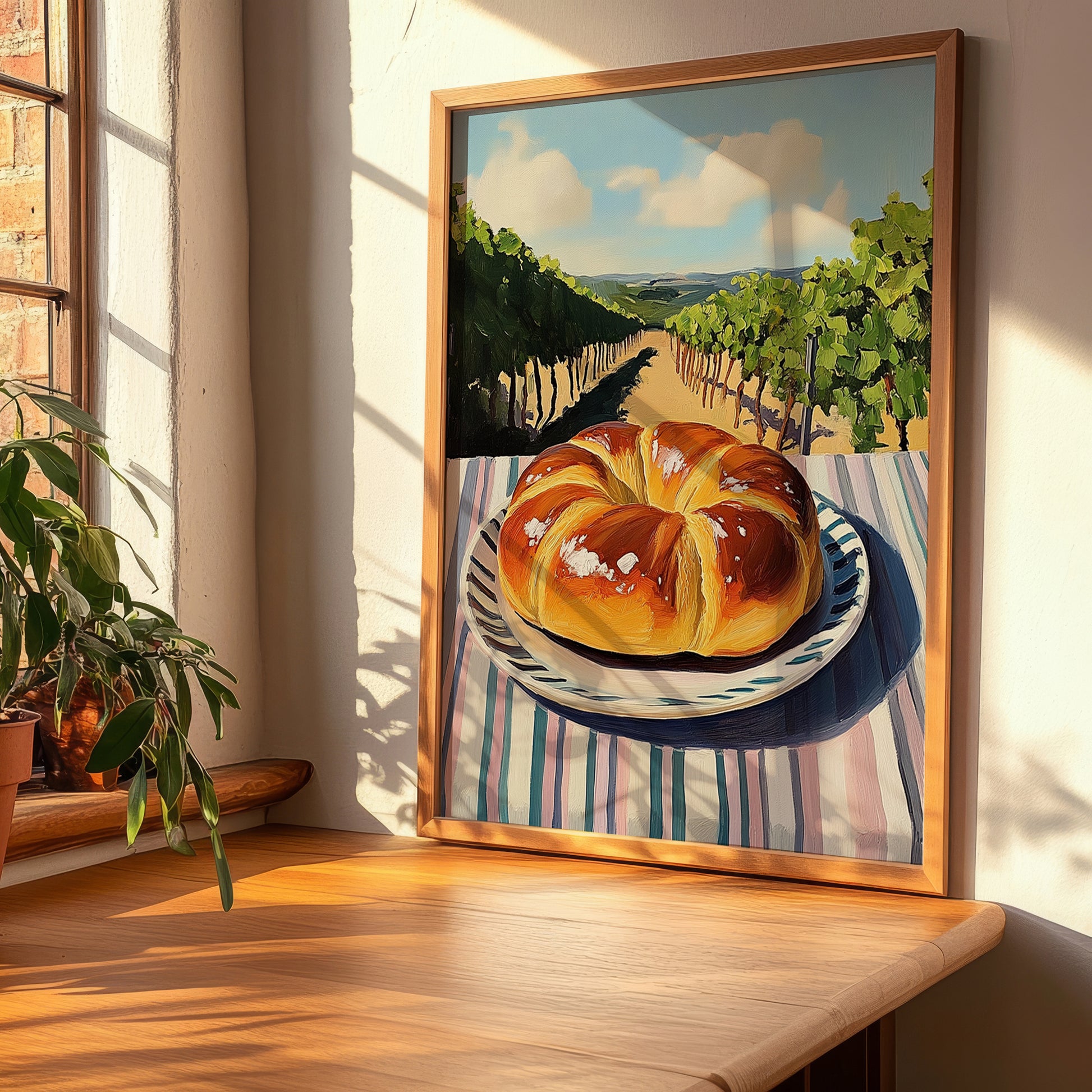 Brioche – Hillside Café View, French Pastry Wall Decor, clean layout with no caption