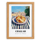 Challah – Jerusalem Skyline Scene, Jewish Food Illustration, set in oak frame