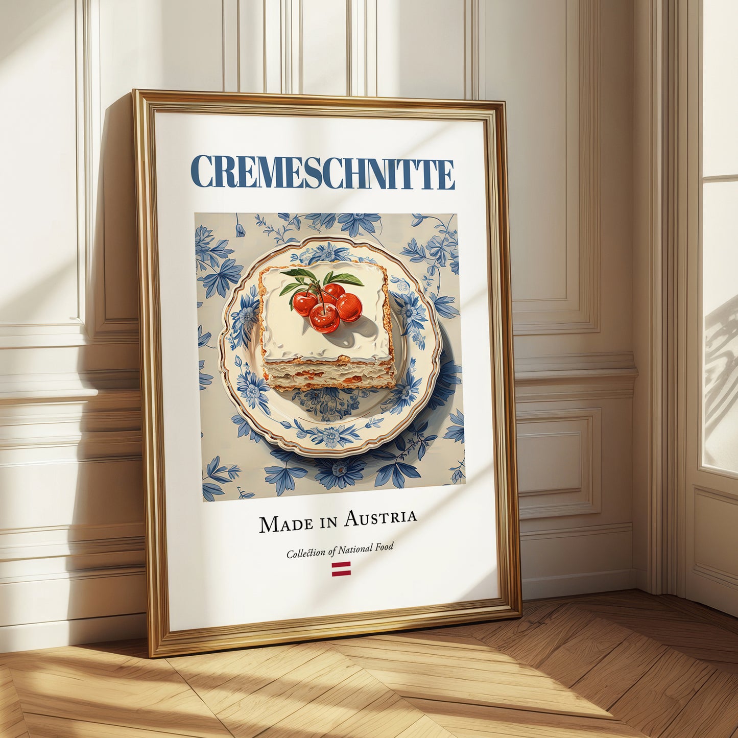 Cremeschnitte – Austrian Dessert Dish, Café Illustration