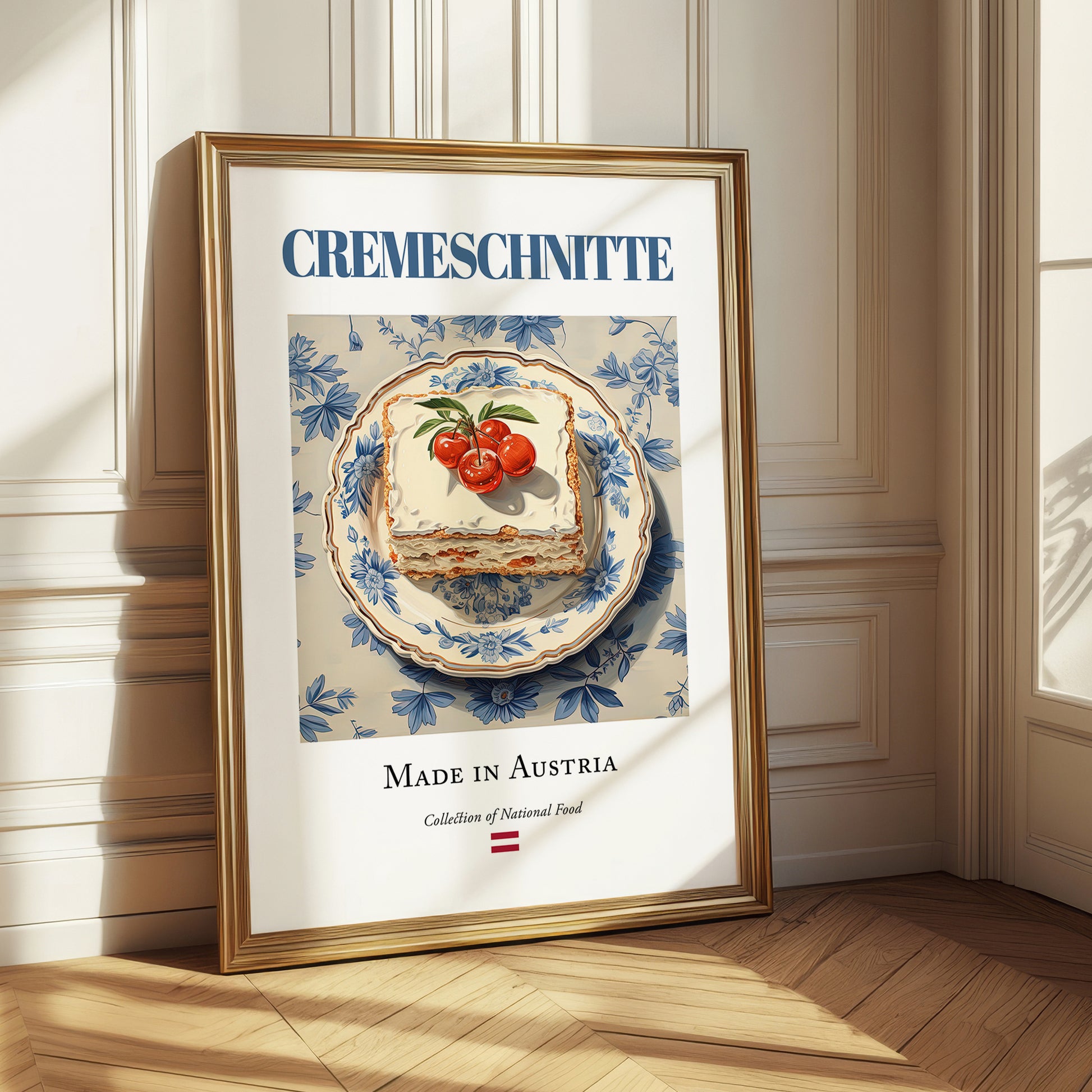 Cremeschnitte – Austrian Dessert Dish, Café Illustration