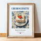 Cremeschnitte – Austrian Dessert Dish, Café Illustration, in wooden frame leaning on the floor