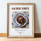 Sacher-Torte – Austrian Dessert Dish, Brasserie Illustration, in wooden frame leaning on the floor