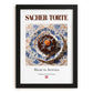 Sacher-Torte – Austrian Dessert Dish, Brasserie Illustration, in sleek black frame