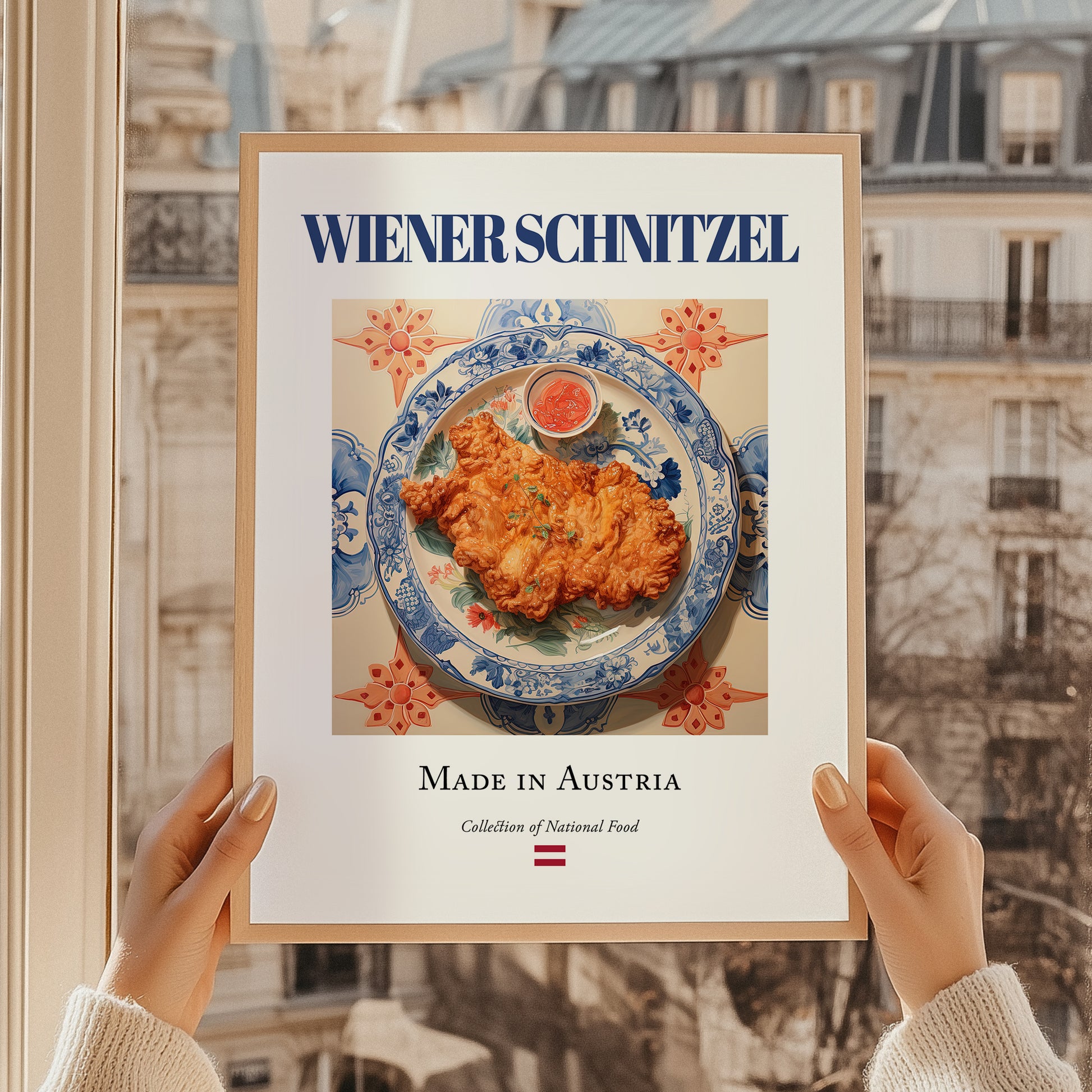 Wiener Schnitzel – Austrian Meat Dish, Tavern Wall Art, styled in a charming Paris street view