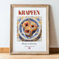 Krapfen – Austrian Dessert Dish, Bistro Illustration, in wooden frame leaning on the floor