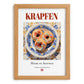 Krapfen – Austrian Dessert Dish, Bistro Illustration, set in oak frame