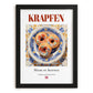 Krapfen – Austrian Dessert Dish, Bistro Illustration, in sleek black frame