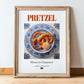 Pretzel – German Bread Dish, Café Wall Decor, in wooden frame leaning on the floor