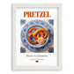 Pretzel – German Bread Dish, Café Wall Decor, placed in minimal white frame