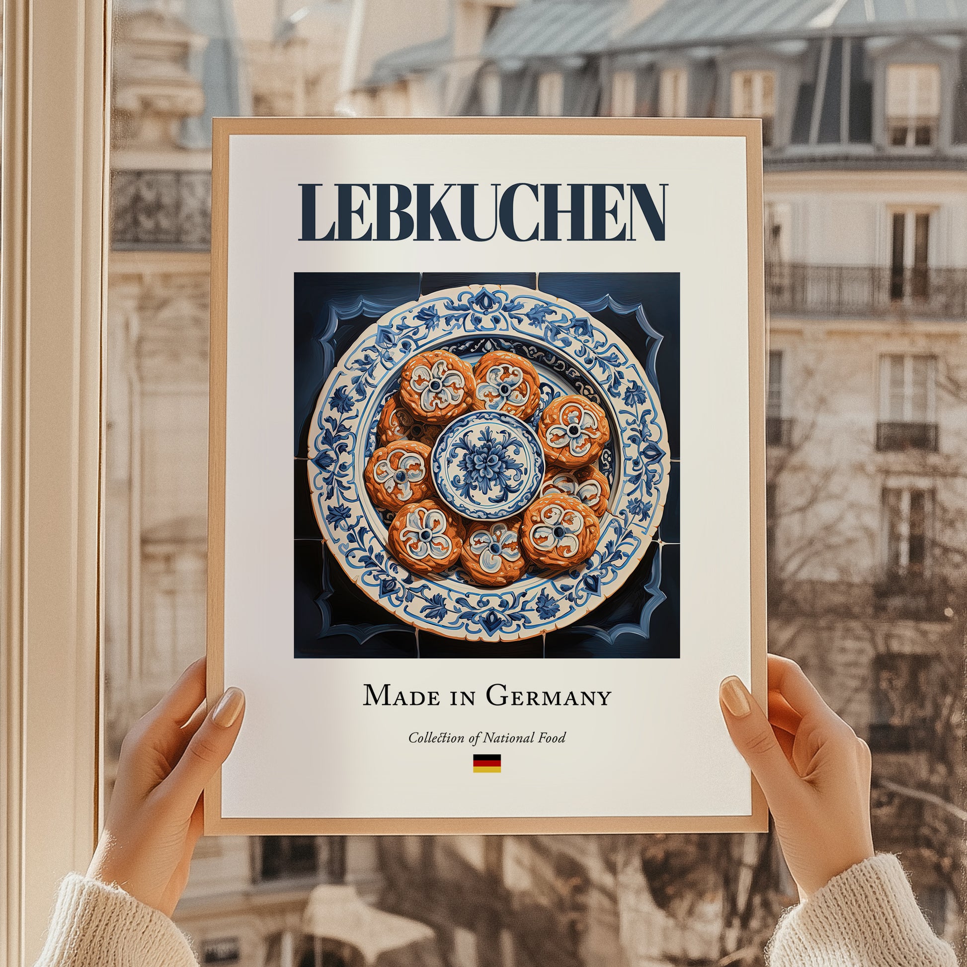 Lebkuchen – German Dessert Dish, Bistro Painting, styled in a charming Paris street view