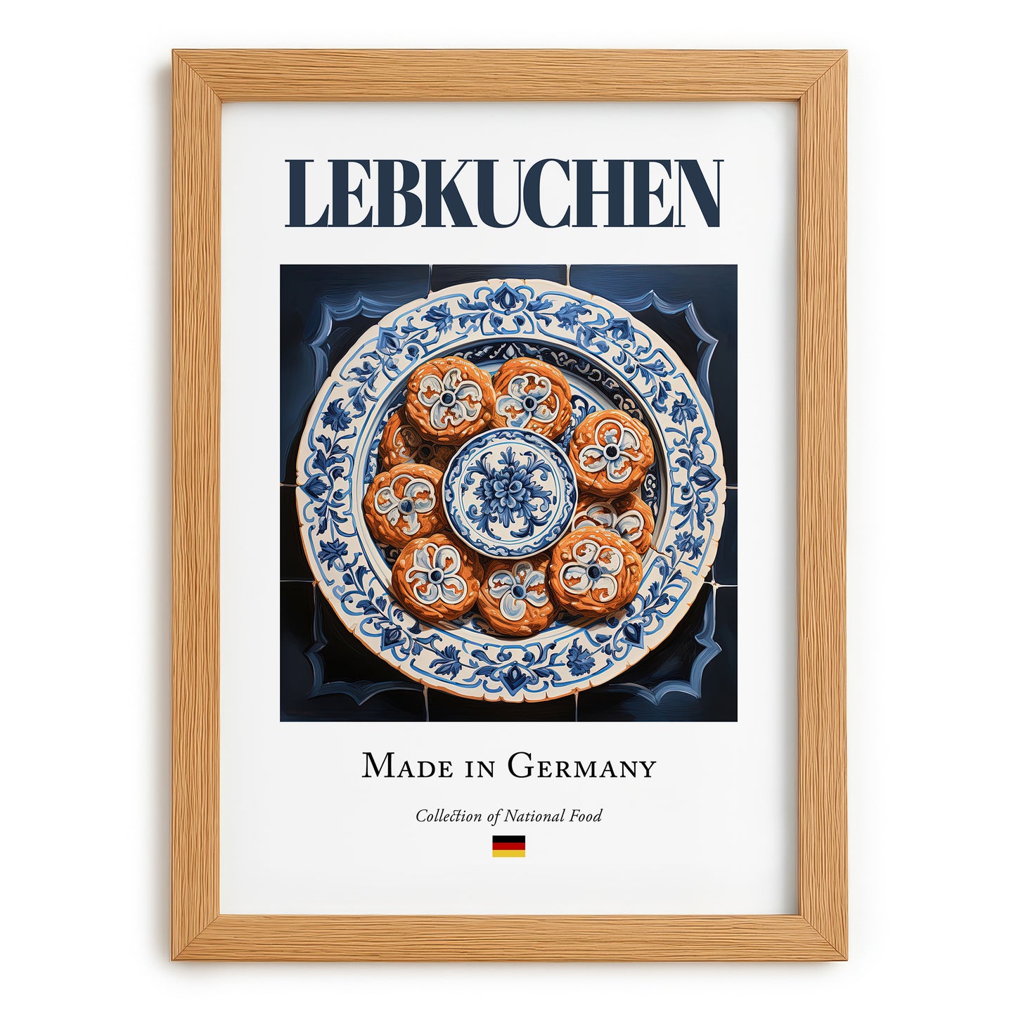 Lebkuchen – German Dessert Dish, Bistro Painting, set in oak frame