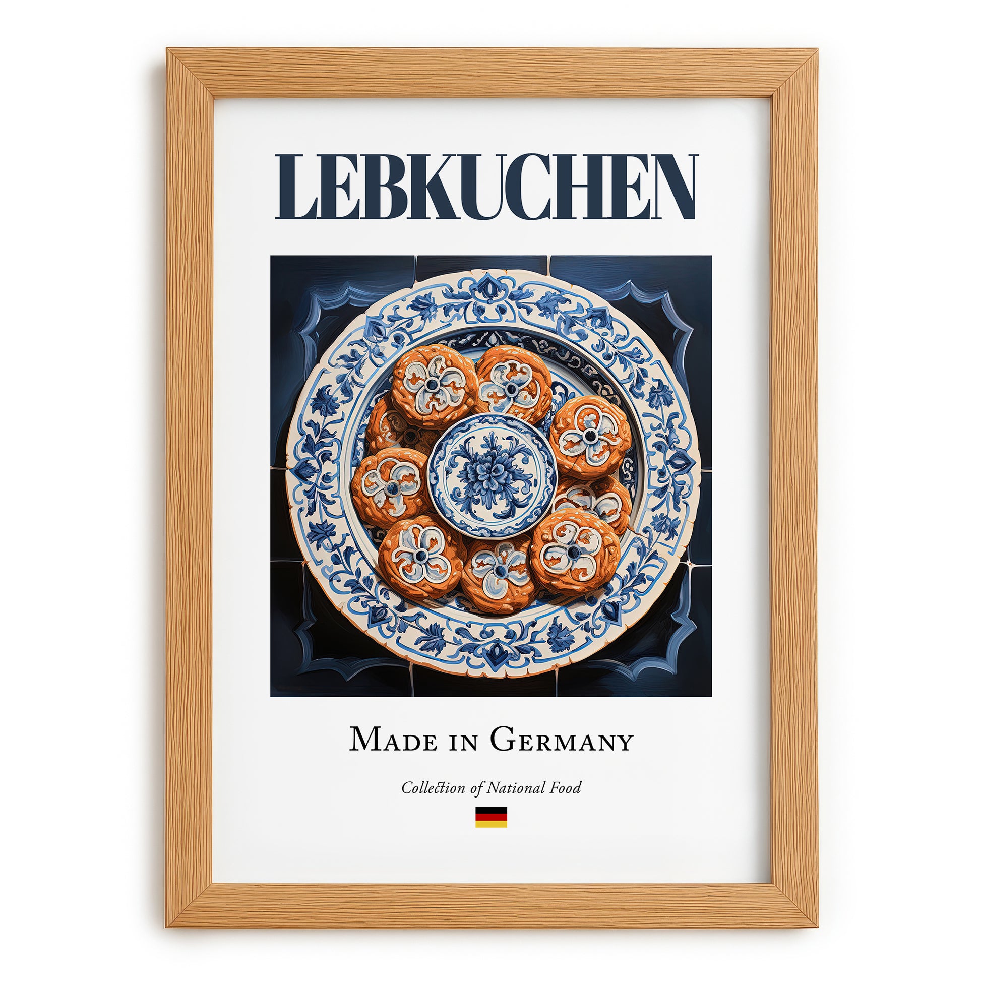 Lebkuchen – German Dessert Dish, Bistro Painting, set in oak frame