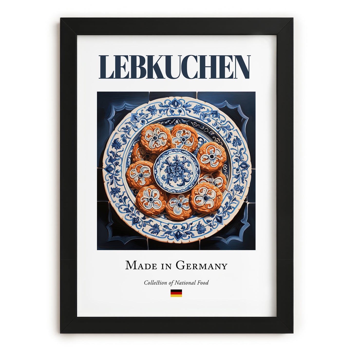Lebkuchen – German Dessert Dish, Bistro Painting, in sleek black frame