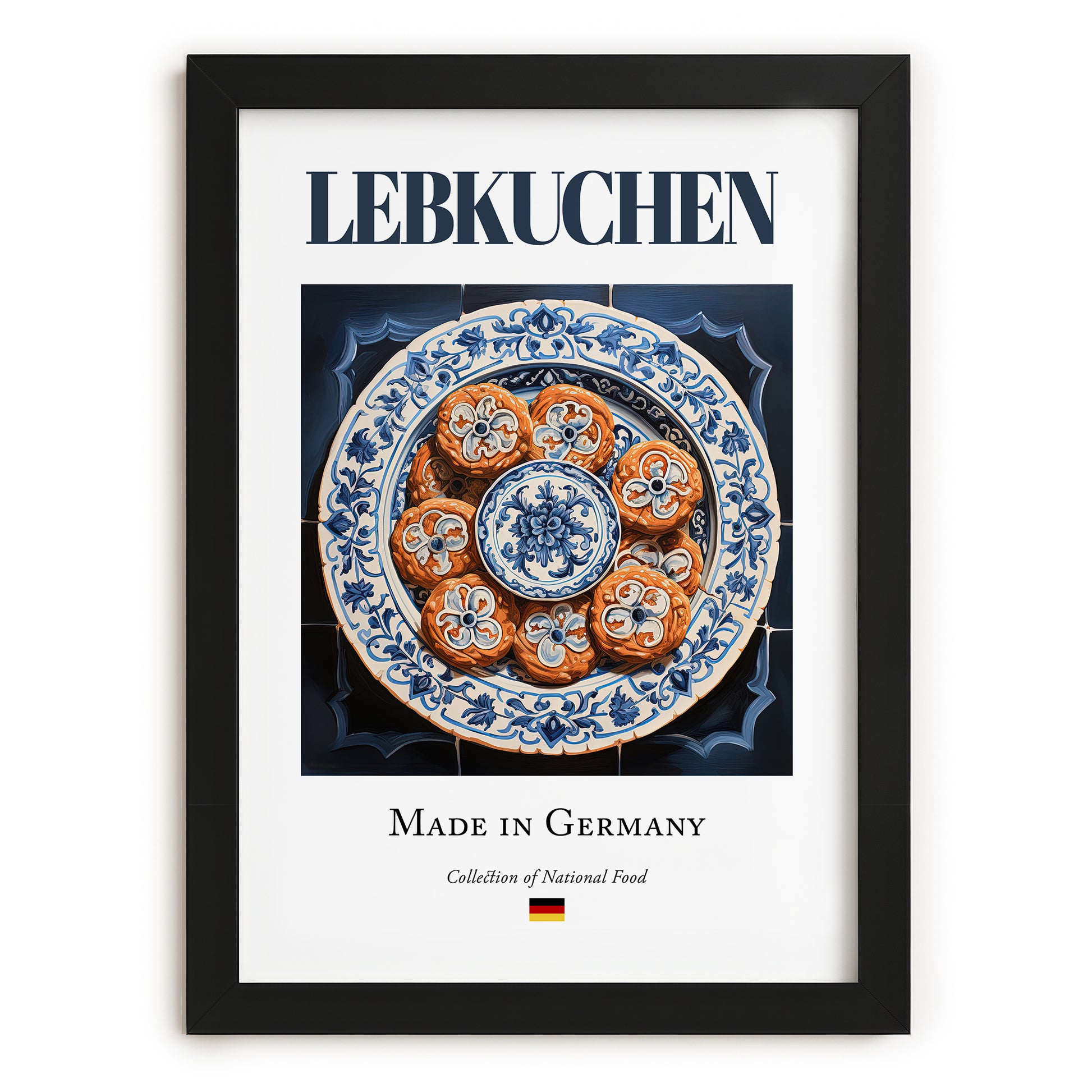 Lebkuchen – German Dessert Dish, Bistro Painting, in sleek black frame