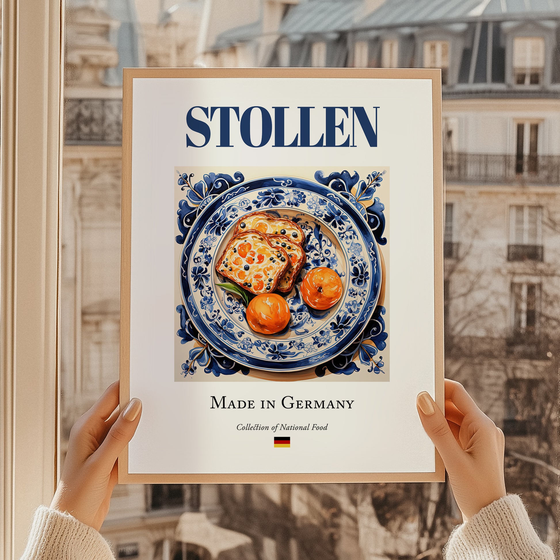 Stollen – German Dessert Dish, Fine Dining Restaurant Wall Decor, styled in a charming Paris street view