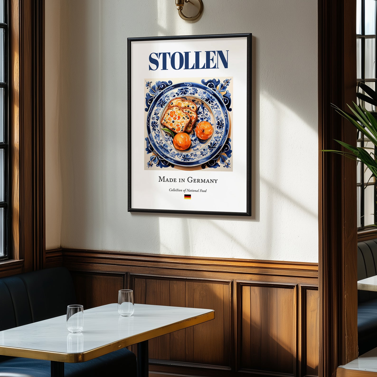 Stollen – German Dessert Dish, Fine Dining Restaurant Wall Decor, clean layout with no caption