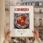 Chorizo – Spanish Meat Dish, Restaurant Poster, styled in a charming Paris street view