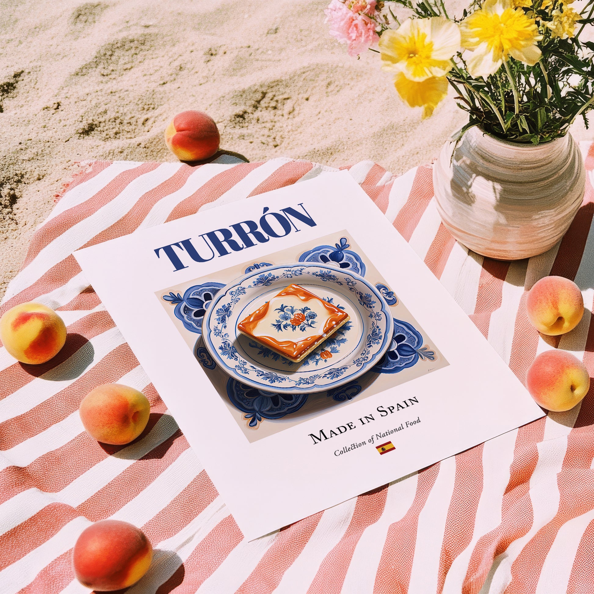 Turrón – Spanish Dessert Dish, Fine Dining Restaurant Art, unframed on coastal sand