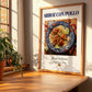 Arroz con pollo – Spanish Rice Dish, Brasserie Illustration, no-text version framed in wood