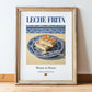 Leche frita – Spanish Dessert Dish, Farmhouse Kitchen Art, in wooden frame leaning on the floor