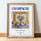 Champagne – French Sparkling Wine, Tasting Room Still Life, in wooden frame leaning on the floor