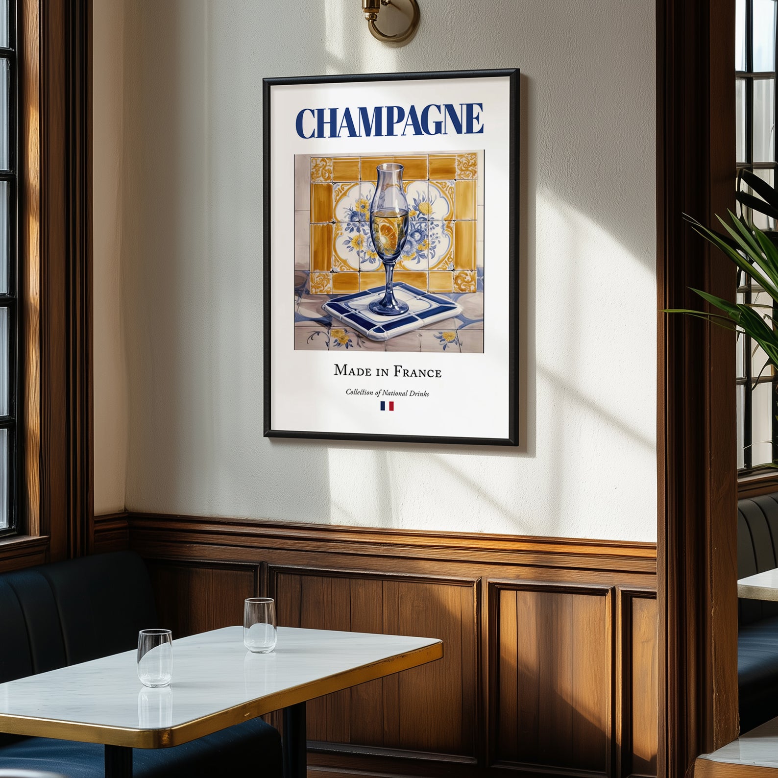Champagne – French Sparkling Wine, Tasting Room Still Life, clean layout with no caption