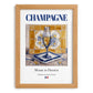 Champagne – French Sparkling Wine, Tasting Room Still Life, set in oak frame