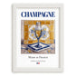 Champagne – French Sparkling Wine, Tasting Room Still Life, placed in minimal white frame