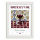 Bordeaux wine – French Red Wine, Wine Bar Wall Art, placed in minimal white frame