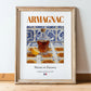 Armagnac – French Spirit Drink, Jazz Bar Poster, in wooden frame leaning on the floor