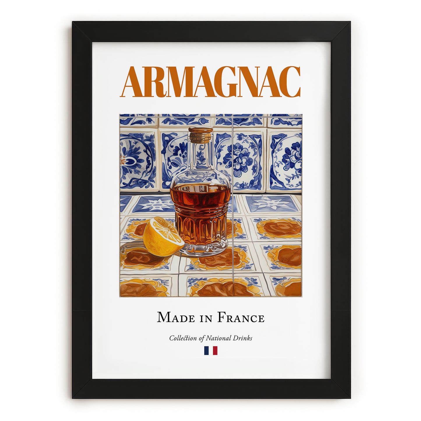 Armagnac – French Spirit Drink, Jazz Bar Poster, in sleek black frame