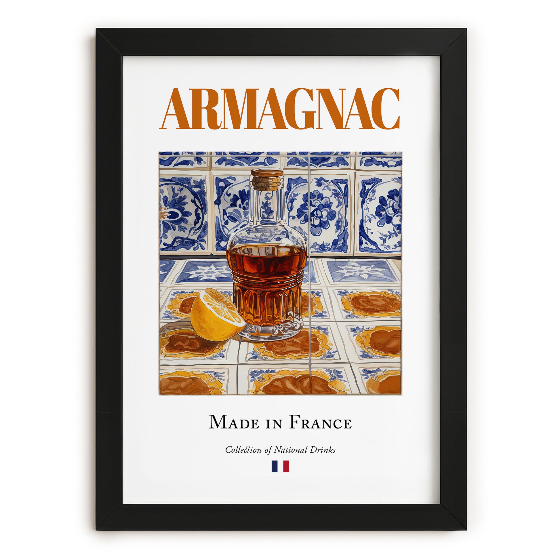 Armagnac – French Spirit Drink, Jazz Bar Poster, in sleek black frame