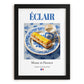 Éclair – French Dessert Dish, Café Wall Decor, in sleek black frame