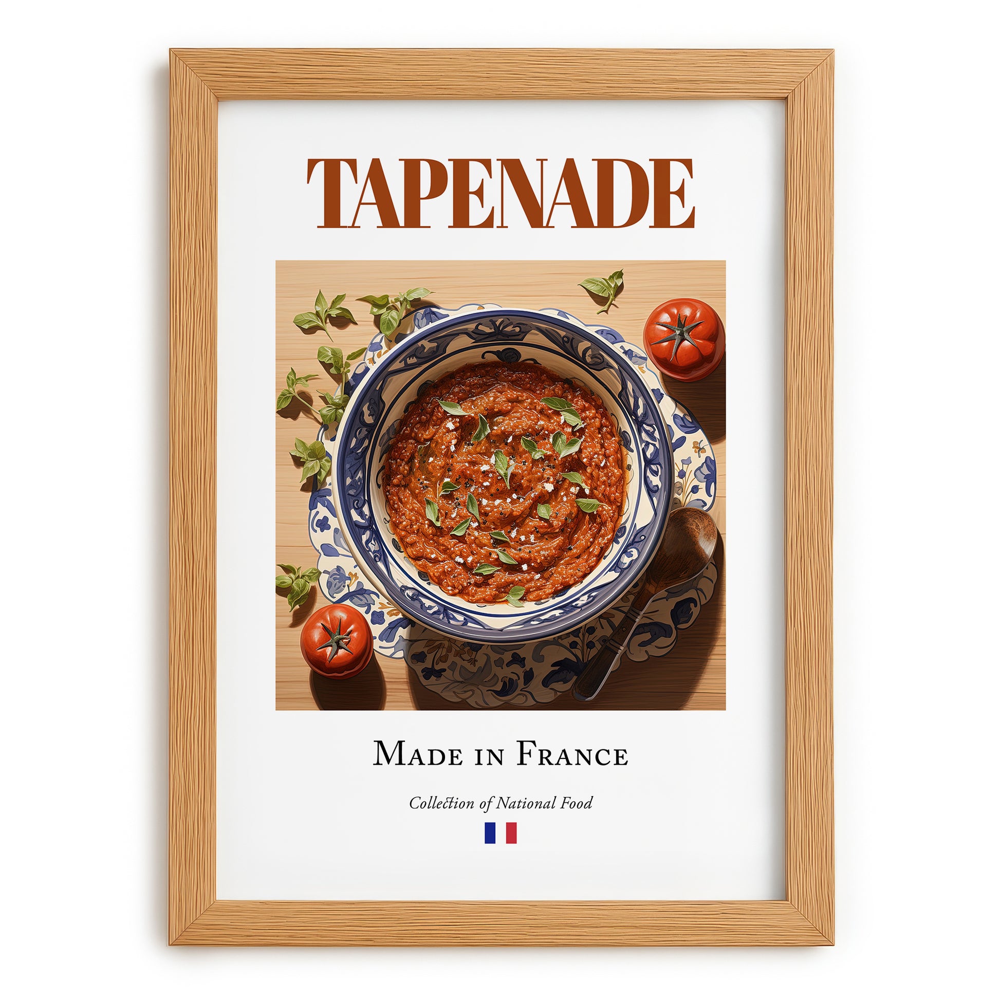 Tapenade – French Snack Dish, Café Wall Decor, set in oak frame