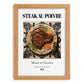Steak au poivre – French Meat Dish, Tavern Art, set in oak frame