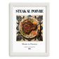 Steak au poivre – French Meat Dish, Tavern Art, placed in minimal white frame