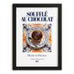 Soufflé au chocolat – French Dessert Dish, Fine Dining Restaurant Wall Art, in sleek black frame
