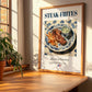 Steak-frites – French Dish, Farmhouse Kitchen Wall Art, no-text version framed in wood