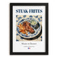 Steak-frites – French Dish, Farmhouse Kitchen Wall Art, in sleek black frame