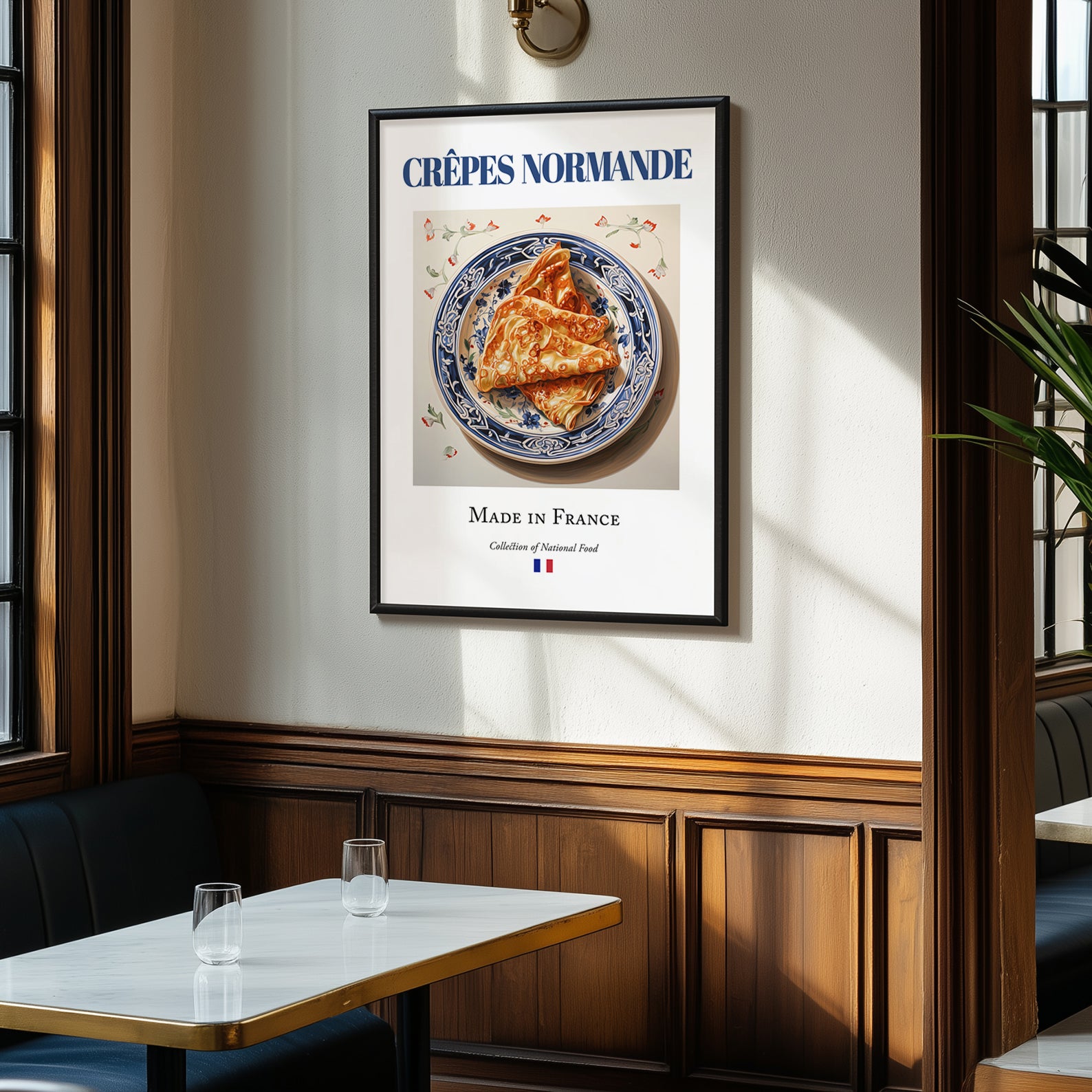 Crêpes Normande – French Dessert Dish, Tavern Poster, clean layout with no caption