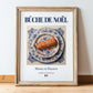 Bûche de Noël – French Dessert Dish, Tavern Poster, in wooden frame leaning on the floor