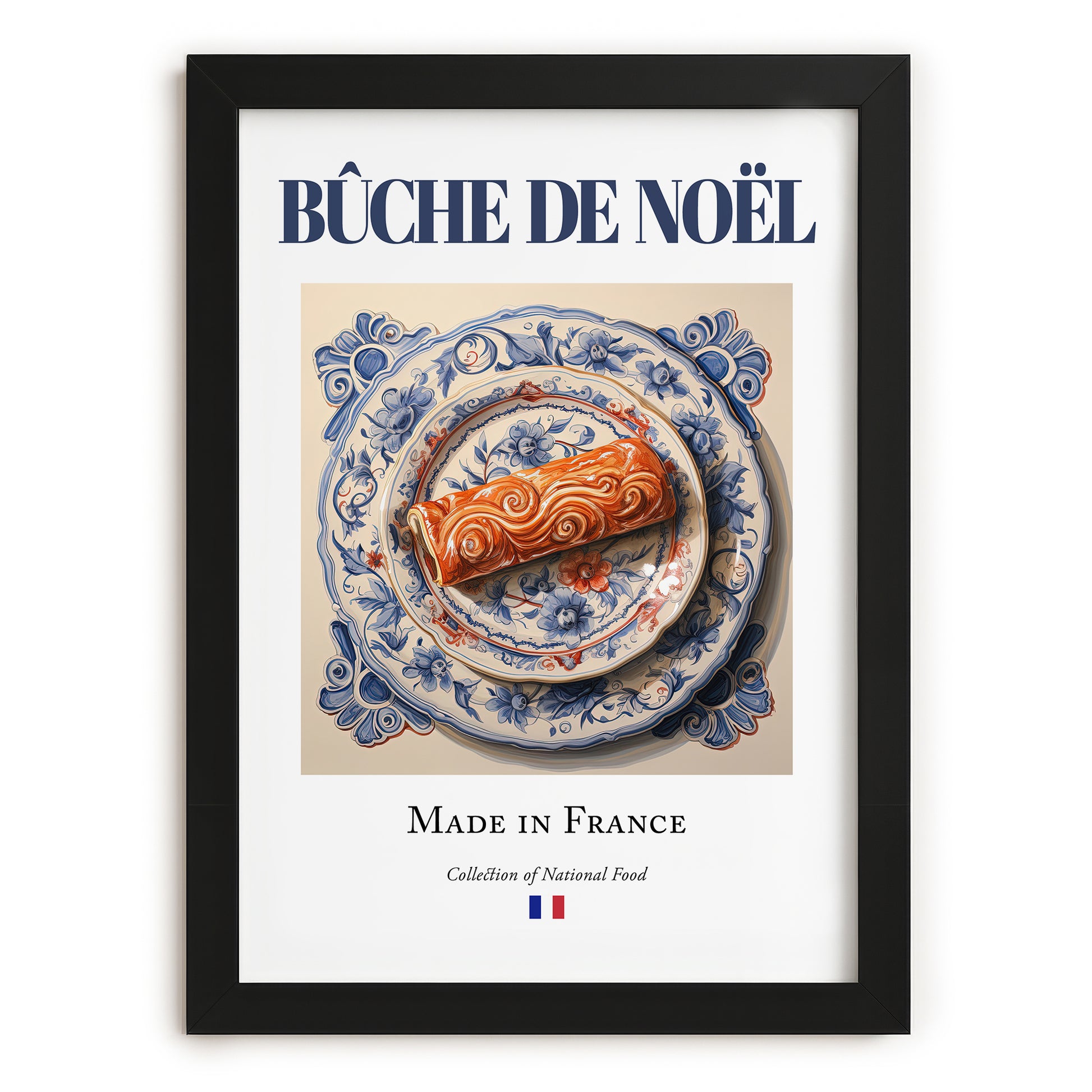 Bûche de Noël – French Dessert Dish, Tavern Poster, in sleek black frame