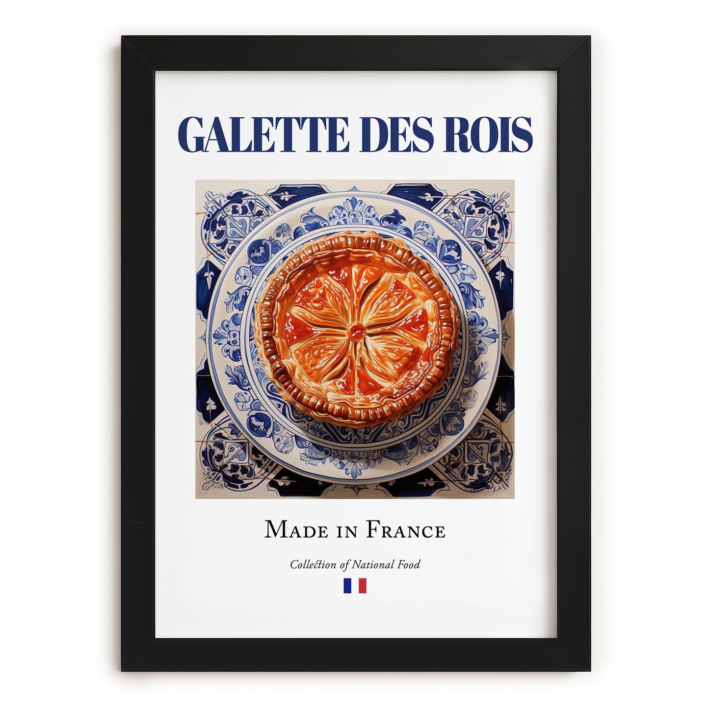 Galette des rois – French Dessert Dish, Bistro Wall Art, in sleek black frame