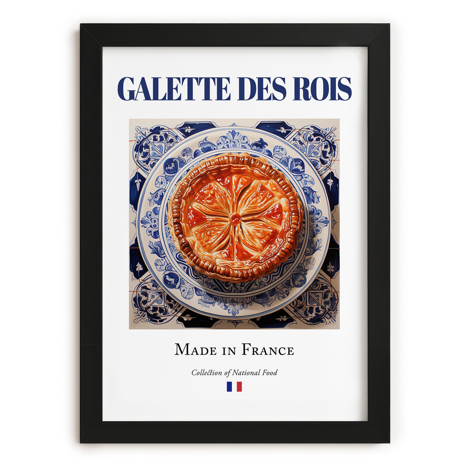 Galette des rois – French Dessert Dish, Bistro Wall Art, in sleek black frame